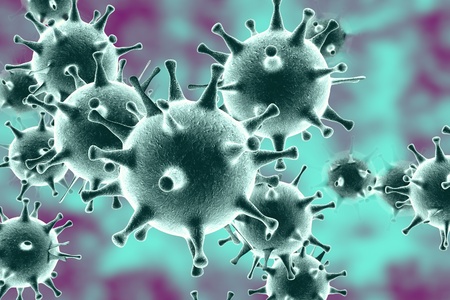 Virus. Digital illustration of Herpes virus, realistic image of microbe, microorganism, microscopic viewの写真素材