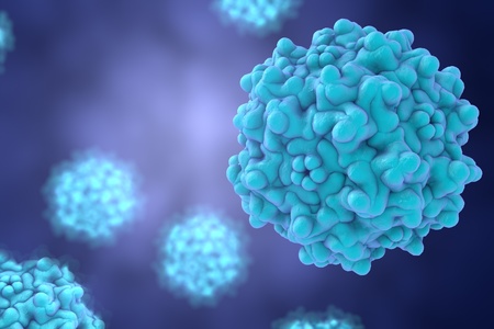 Background with viruses. Adeno-associated virus serotype 1. Virus is used as a vector for gene therapy. A model is built using data of viral macromolecular structure from Protein Data Bank PDB 3NG9の写真素材