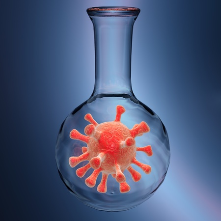Virus in a laboratory flask. Scientific backgroundの写真素材
