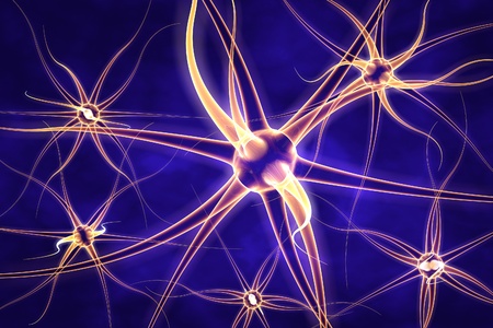Digital illustration of neuron, model of nervous cell, brain cell, background with neuron, nerve cell, brain cell, scientific background, medical background, healthcare backgroundの写真素材