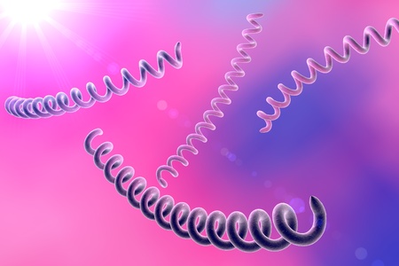 Microscopic illustration of Treponema pallidum, bacterium which causes syphilis, sexually transmitted bacterium, realistic illustration of microbes, microorganismの写真素材