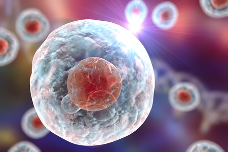 Human or animal cells on a background with DNA