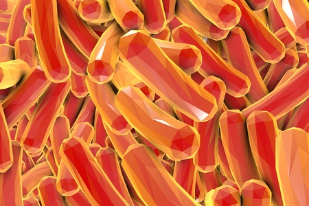 Low-polygonal illustration of bacteria, model of bacteria, realistic illustration of microbes, Escherichia coli, Klebsiella, Salmonella, Clostridium, Pseudomonas aeruginosa, Shigella, Legionellaの写真素材
