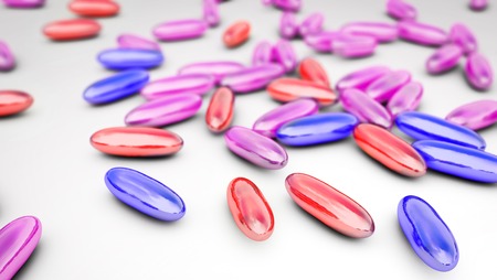 Mixture of pills, 3D illustration. Can be used in pharmacology and medicineの写真素材