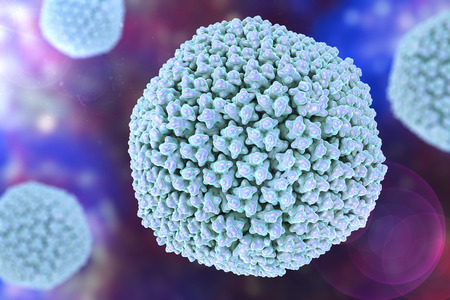 Background with virus. Adenovirus type 5 which causes respiratory infections, 3D illustrationの写真素材