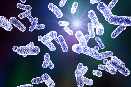 3D illustration of rod-shaped bacteria. Realistic illustration of microbesの写真素材