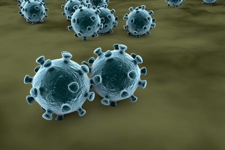 Viruses on the surface of skin or mucous membrane, 3D illustrationの写真素材