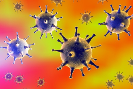 Human Herpes simplex virus on colorful background. 3D illustrationの写真素材