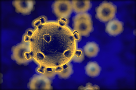 3D illustration of Coronavirus, virus which causes SARS and MERS, Middle East Respiratory Syndromeの写真素材