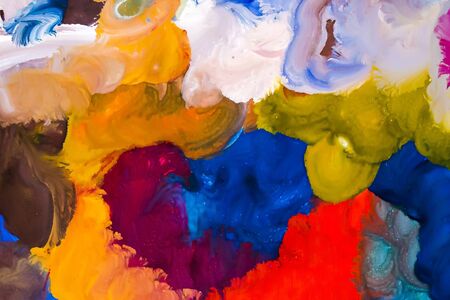 Two-year old child gouache drawing. Abstract brush painting background. Children's art
