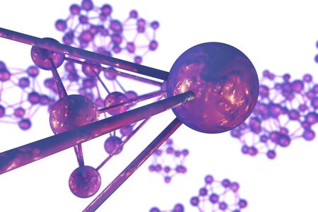 Molecules isolated on white background, close-up view, abstract molecular and research background....