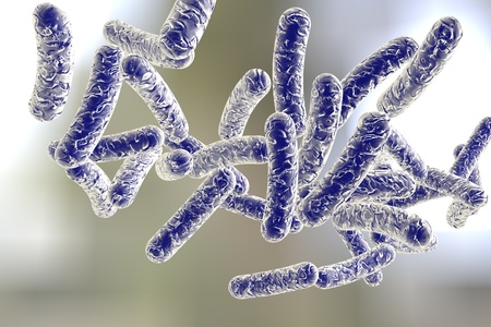 3D illustration of bacterium Legionella pneumophila on colorful background, bacterium causes Legionnaires diseaseの写真素材