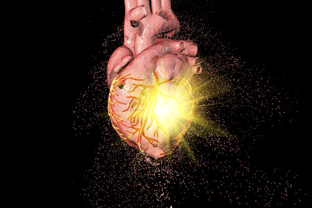 Destruction of heart. Heart disease concept, 3D illustrationの写真素材