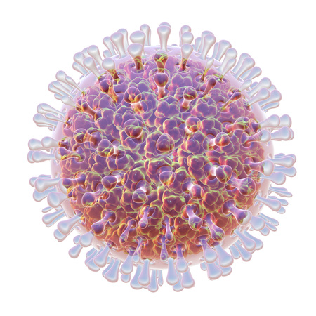 Rotavirus isolated on white background. Molecular model of a virus which causes diarrheal infection...