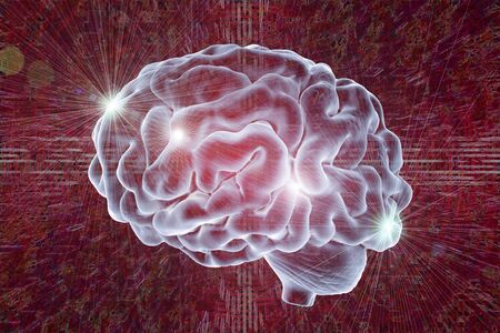 Human brain on abstract background, 3D illustration