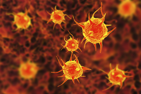 Parasites, pathogenic microbes on colorful background. 3D illustration