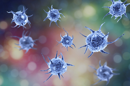 Parasites, pathogenic microbes on colorful background. 3D illustrationの写真素材