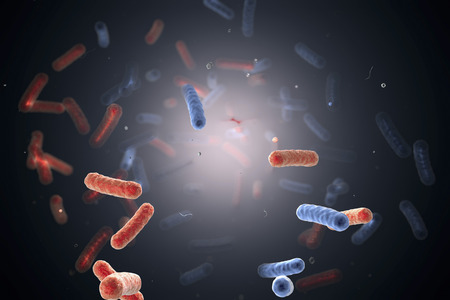 Water-borne bacteria, 3D illustration, Safety of drinking water conceptの写真素材