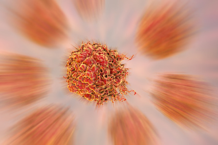 Prostate cancer cells, 3D illustration. Prostate cancer awareness imageの写真素材