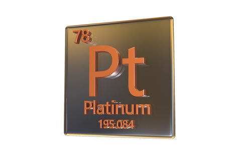 Platinum chemical element isolated on white background, 3D illustrationの写真素材