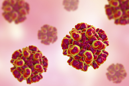 Hepatitis E virus molecular model, 3D illustration, non-enveloped RNA virus with fecal-oral...