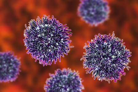 Thyroid cancer cells, 3D illustration. Malignant tumor cells of thyroid gland