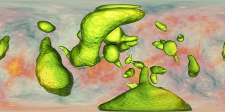 Bacteria Mycoplasma genitalium, 360-degree spherical panorama, 3D illustration. The causative agent...