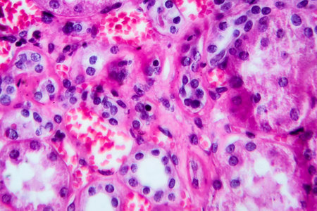 Histopathology of hypertensive renal disease, light micrograph, photo under microscope. High magnificationの写真素材
