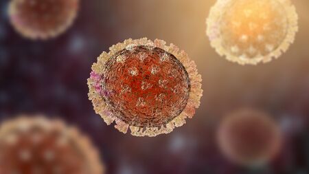 Influenza virus, flu virus, medically accurate 3D illustrationの写真素材