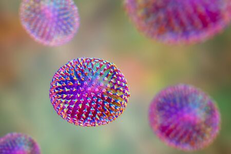 Influenza virus, flu virus, medically accurate 3D illustrationの写真素材