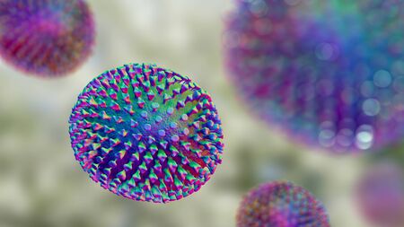 Influenza virus, flu virus, medically accurate 3D illustrationの写真素材