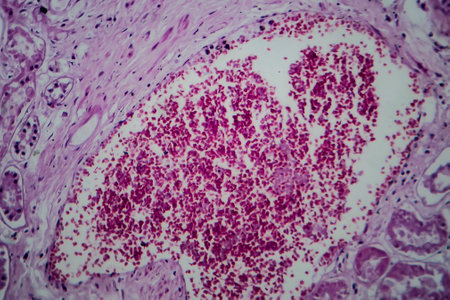 Acute glomerulonephritis, light micrograph, photo under microscope