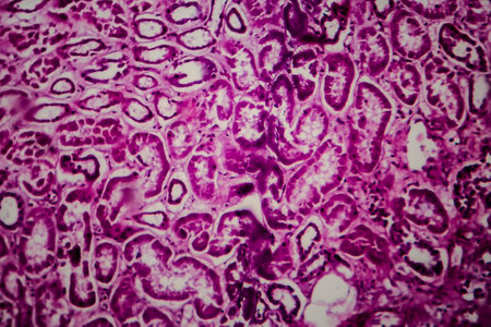 Histopathology of diffuse sclerosing glomerulonephritis, light micrograph, photo under microscopeの写真素材