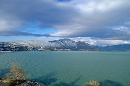 Turkey, Isparta province, beautiful Egirdir lake in winter seasonの写真素材