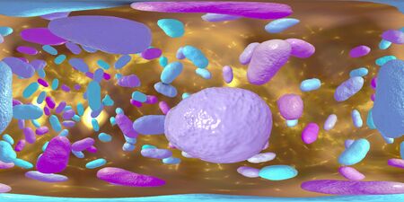 360 degree panorama view of Porphyromonas gingivalis bacteria, 3D illustration. Bacteria that cause...