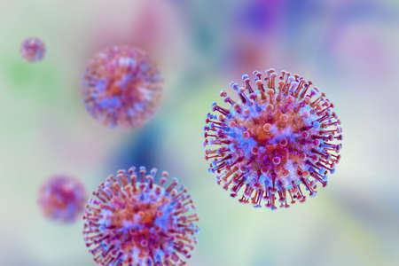 Human pathogenic viruses, 3D illustrationの写真素材