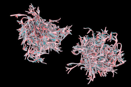 Human parasitic amoeba with pseudopodia, 3D illustration