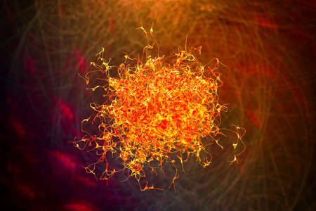 Cancer cell, malignant tumor cell, 3D illustrationの写真素材