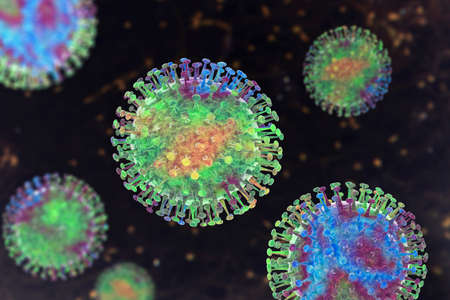 Human pathogenic viruses, 3D illustrationの写真素材