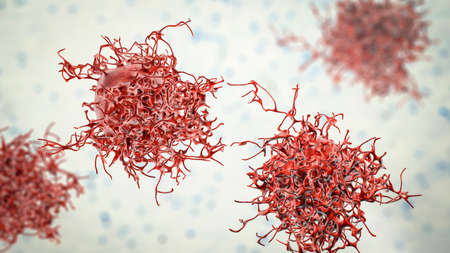 Cervical cancer cells, 3D illustration. Malignant tumor of cervix uteriの写真素材