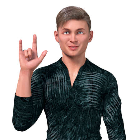 American Sign Language (ASL) sign 'I love you', 3D illustration