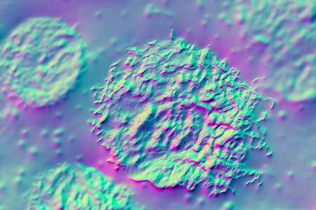 Cancer cells, malignant cells, scientific 3D illustrationの写真素材