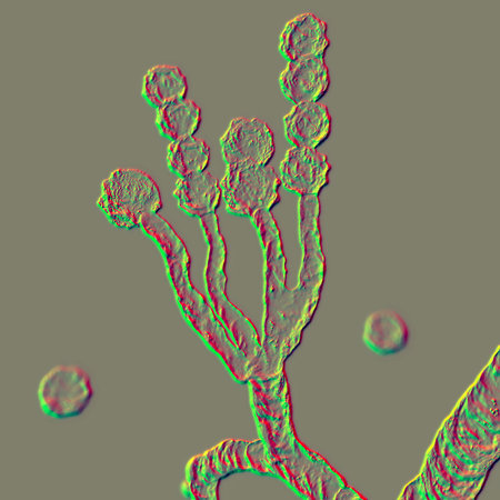 Microscopic fungi Scopulariopsis brevicaulis, 3D illustration. Fungus that infects nails, causes...