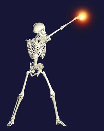 Fighting concept. Anatomy of boxing sport, 3D illustration. Human skeleton in boxing position...