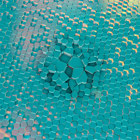Graphene disorders, conceptual 3D illustration. Graphene is an allotrope of carbon arranged in a...