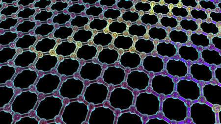 Graphene sheet, 3D illustration. Graphene is an allotrope of carbon that consists of a single layer...