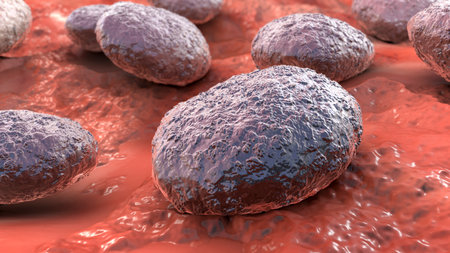 Nematode worm eggs, 3D illustration. Close-up view of worm eggs with highly detailed texture....