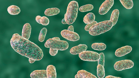 Bacteria Aggregatibacter, 3D illustration. Aggregatibacter aphrophilus and A. actinomycetemcomitans, Gram-negative bacteria, part of the normal flora of the mouth and throat, also cause endocarditisの写真素材