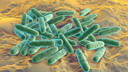 Bacteria Eikenella corrodens, 3D illustration. Eikenella is a normal biota of the oral cavity and...