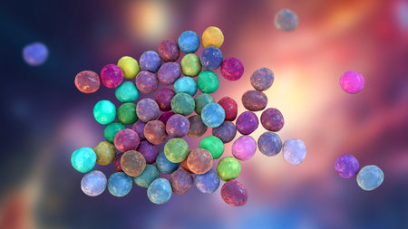 Bacteria methicillin-resistant Staphylococcus aureus MRSA, multidrug resistant bacteria, 3D illustrationの写真素材